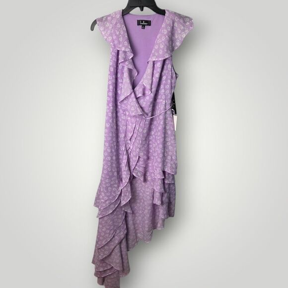 Lulus Lavender Floral Ruffle Wrap Maxi Dress Size Small - Picture 2 of 9